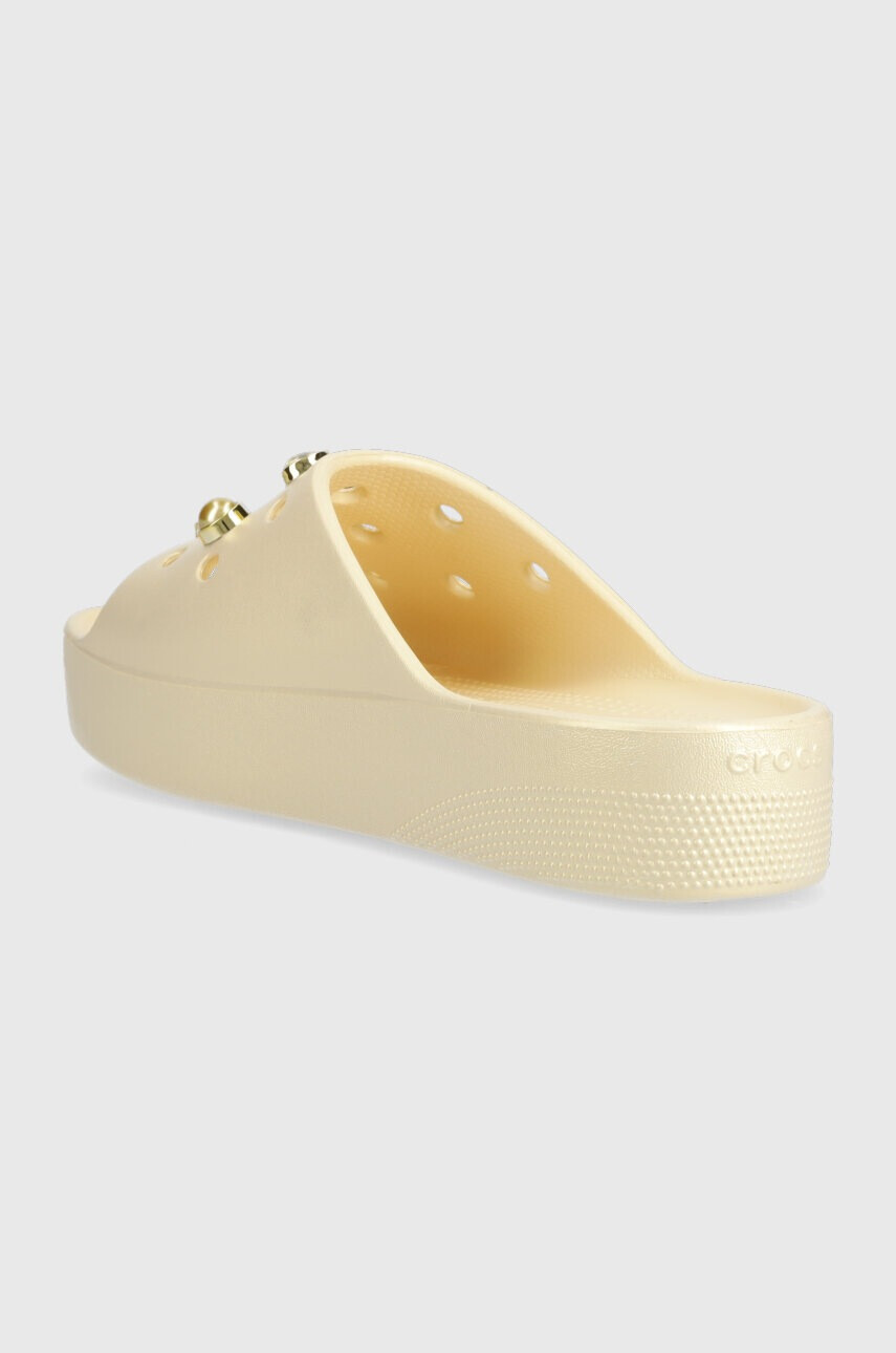 Crocs Чехли Classic Platform Crystals Perls Slide в бежово с платформа 208388 - Pepit.bg