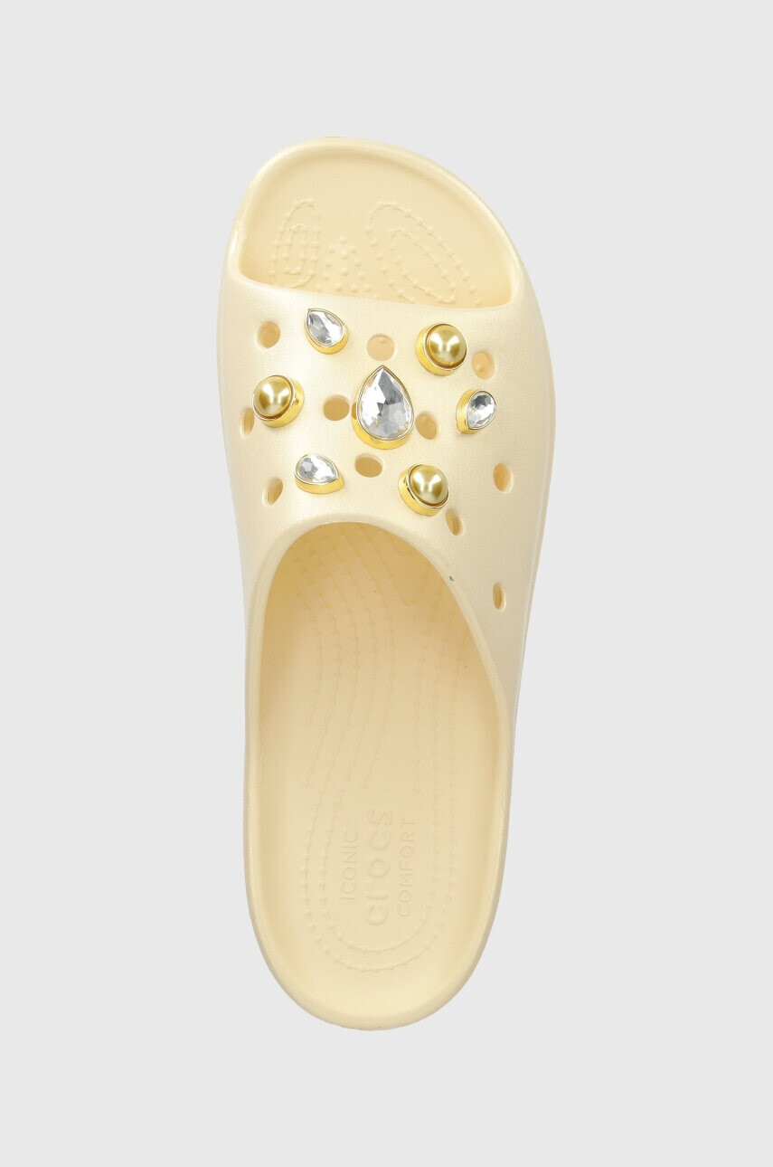Crocs Чехли Classic Platform Crystals Perls Slide в бежово с платформа 208388 - Pepit.bg