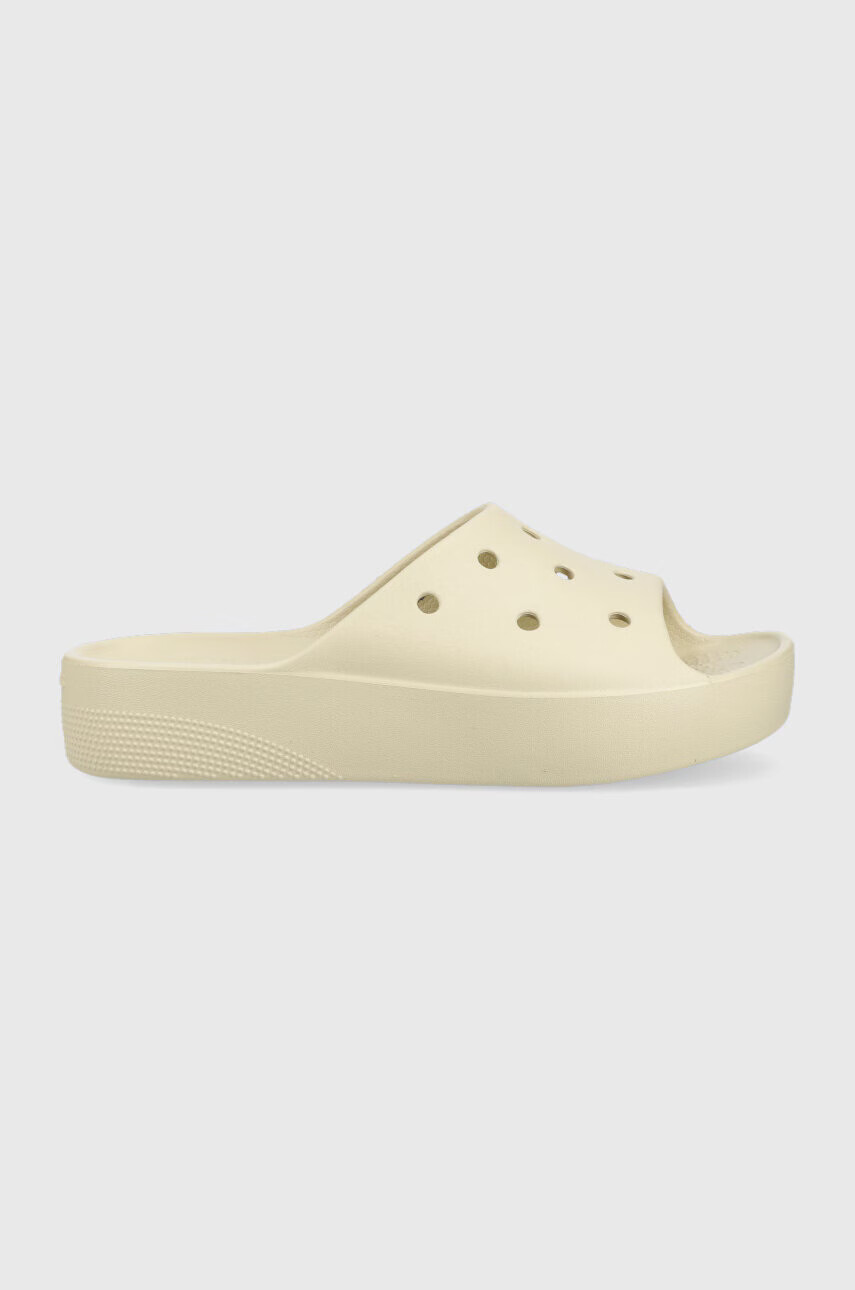 Crocs Чехли Classic Platform Slide в бежово с платформа 208180 - Pepit.bg