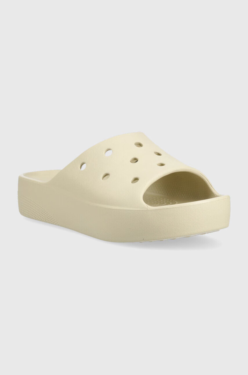 Crocs Чехли Classic Platform Slide в бежово с платформа 208180 - Pepit.bg