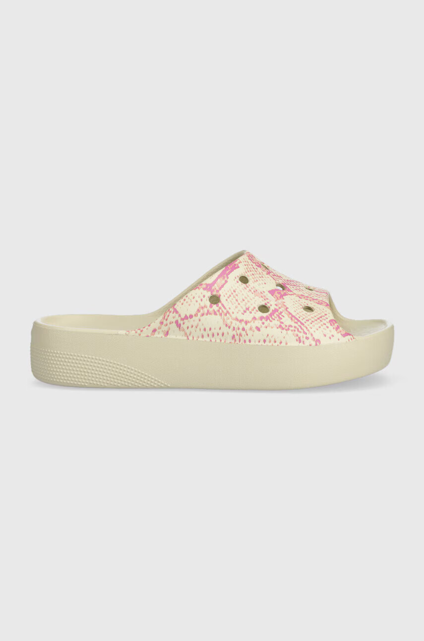 Crocs Чехли Classic Platform Snake Print в бежово с платформа 208242 - Pepit.bg