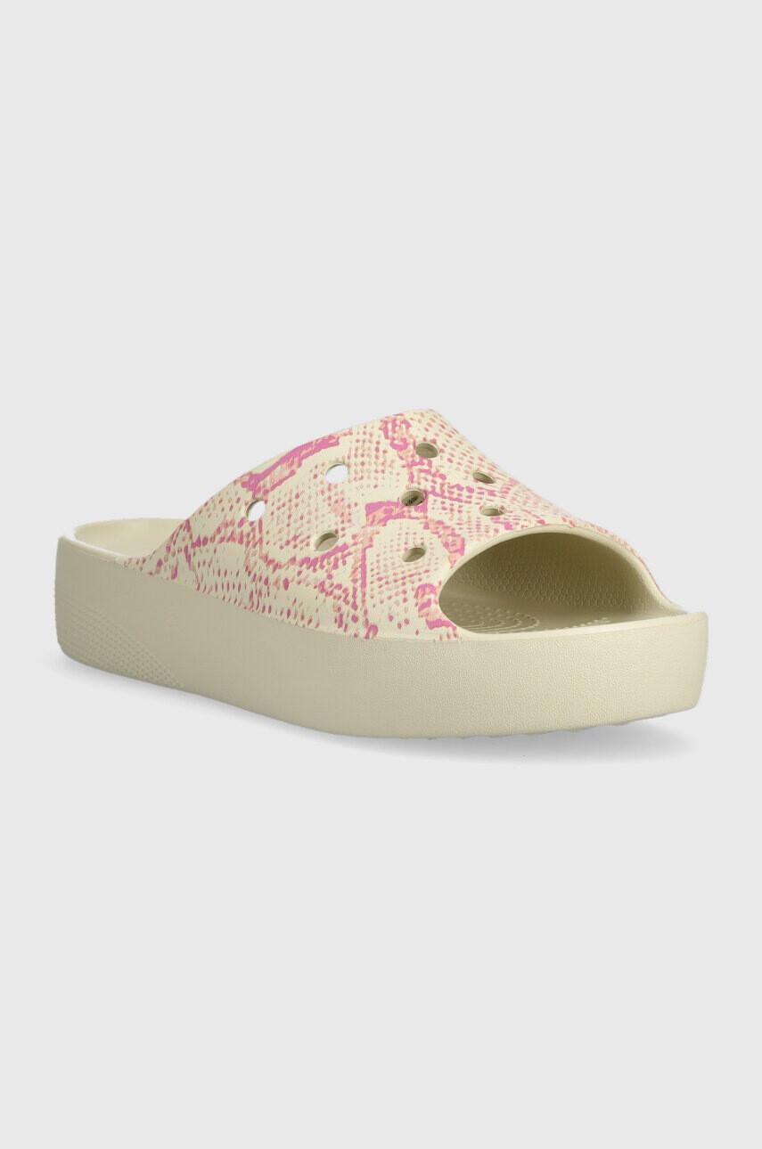 Crocs Чехли Classic Platform Snake Print в бежово с платформа 208242 - Pepit.bg
