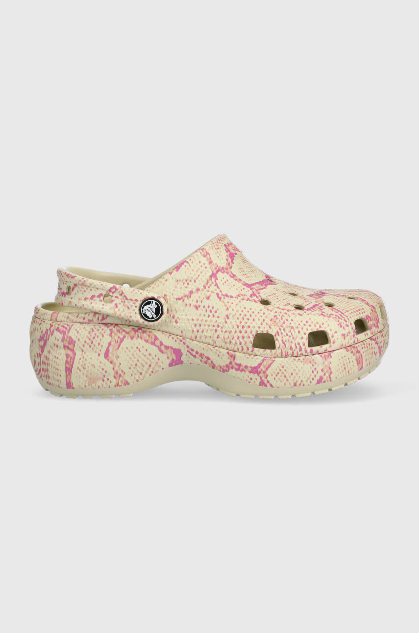 Crocs Чехли Classic Platform Snake Print Clog в бежово с платформа 208231 - Pepit.bg