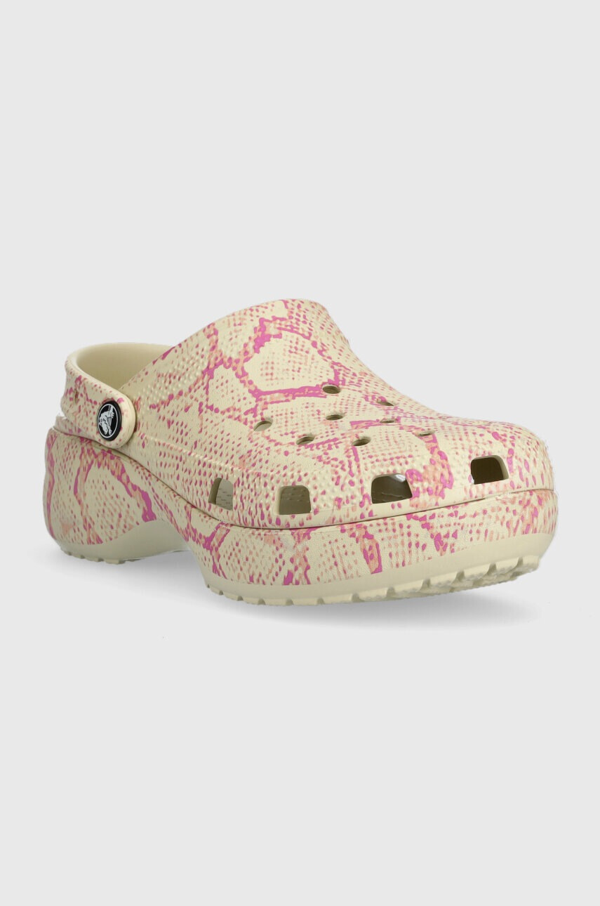 Crocs Чехли Classic Platform Snake Print Clog в бежово с платформа 208231 - Pepit.bg