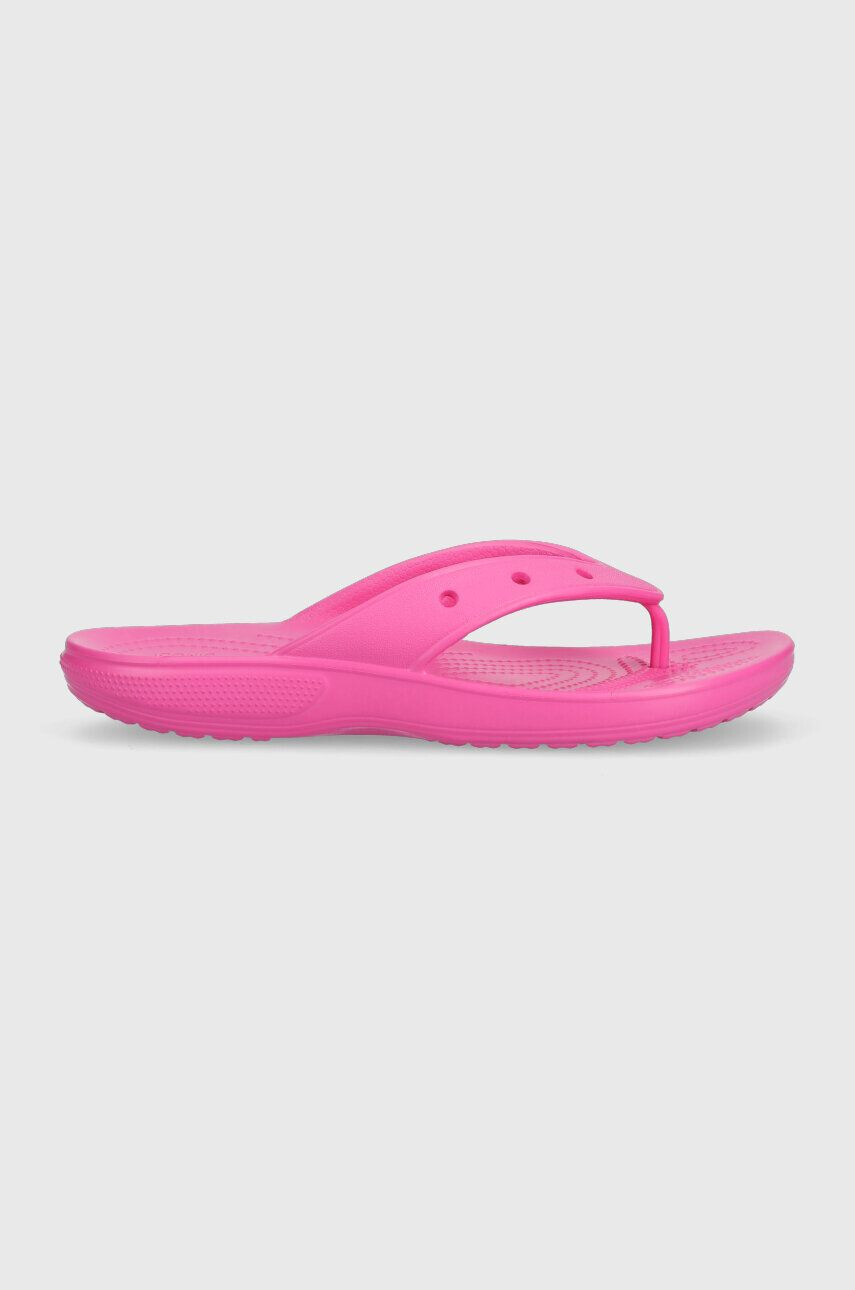 Crocs Джапанки Classic Flip в розово с равна подметка 207713 - Pepit.bg