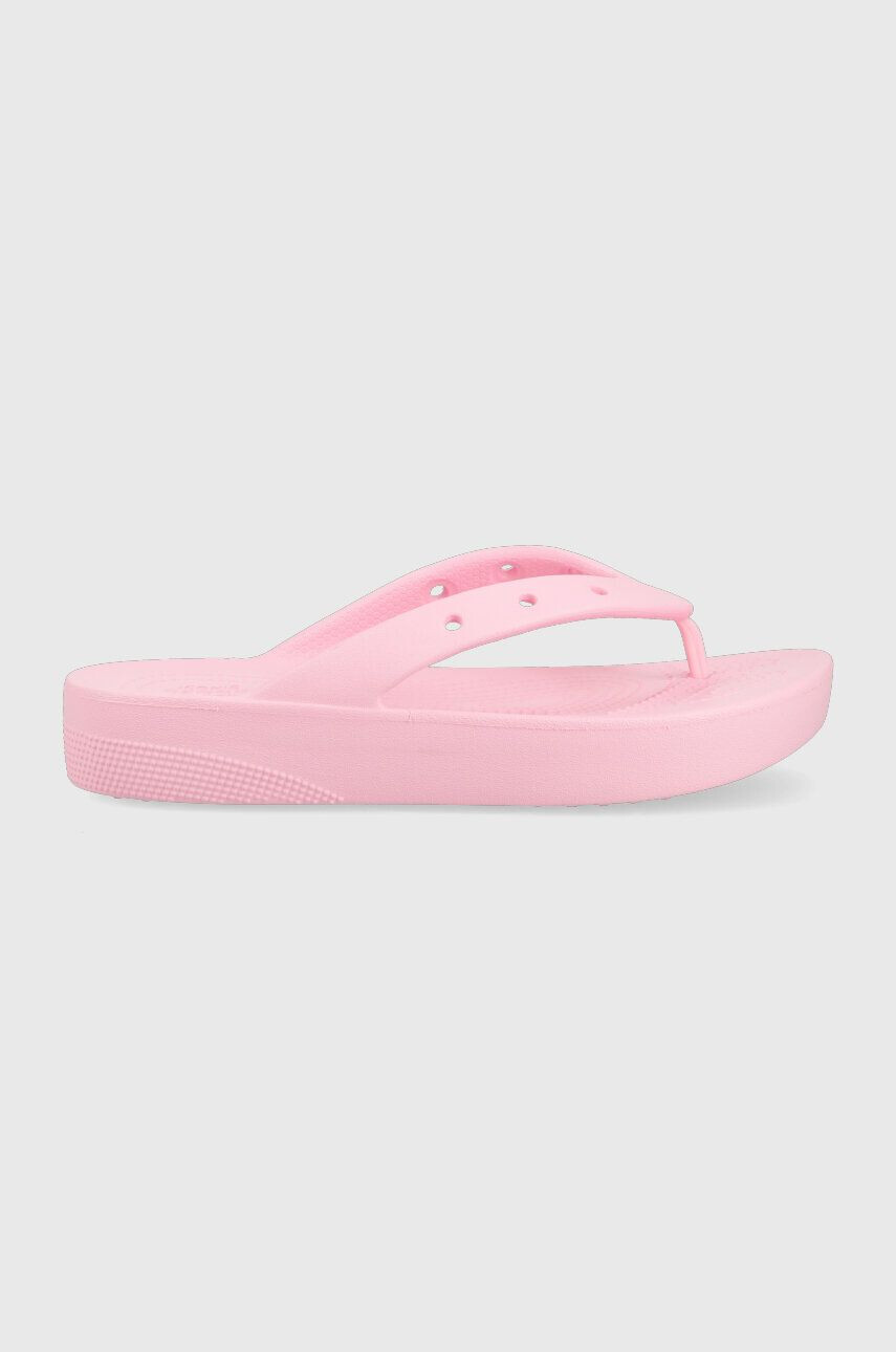 Crocs Джапанки Classic Platform Flip в розово с платформа 207714 - Pepit.bg