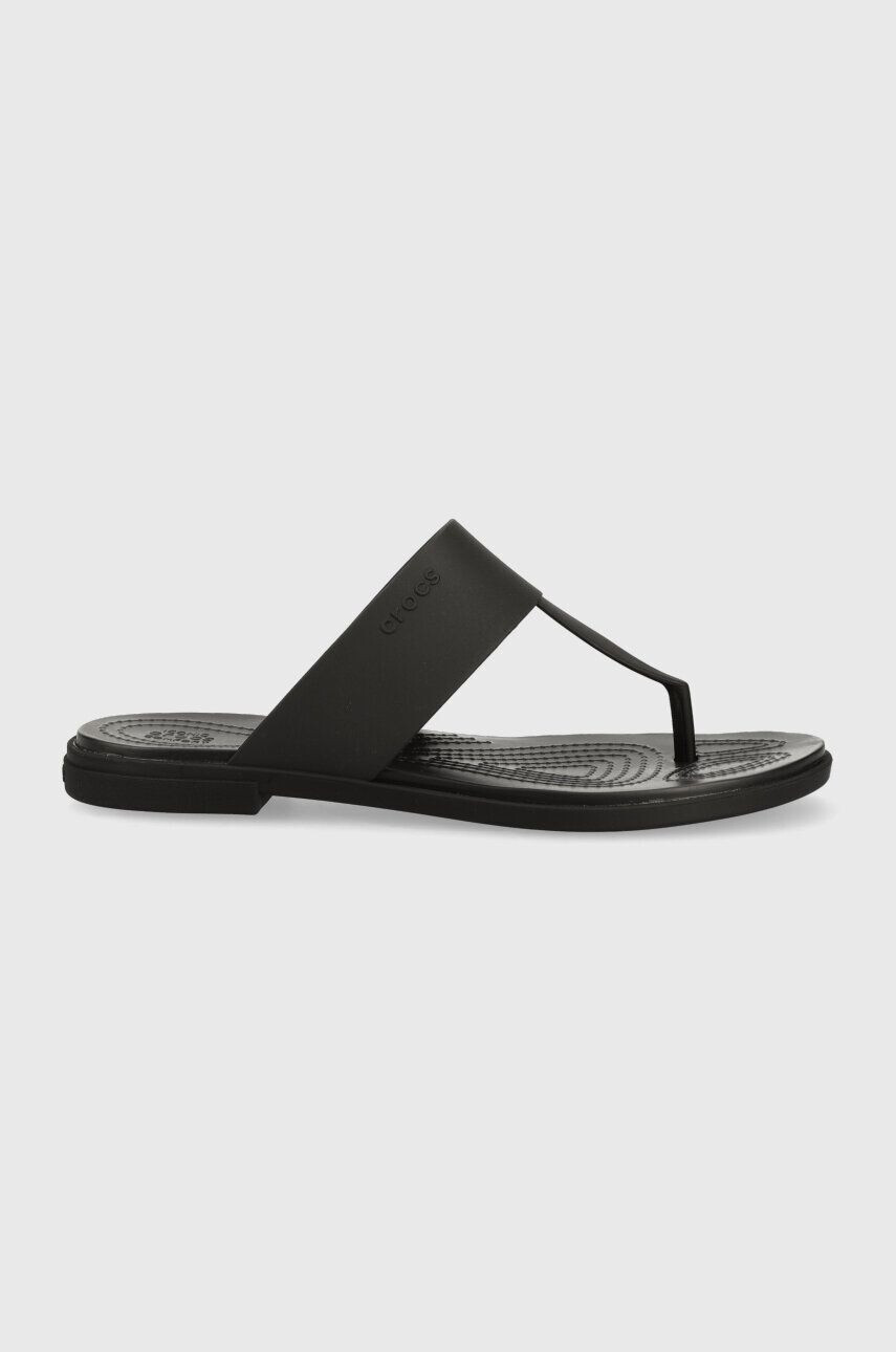 Crocs Джапанки Tulum Flip в черно с равна подметка 206752 - Pepit.bg