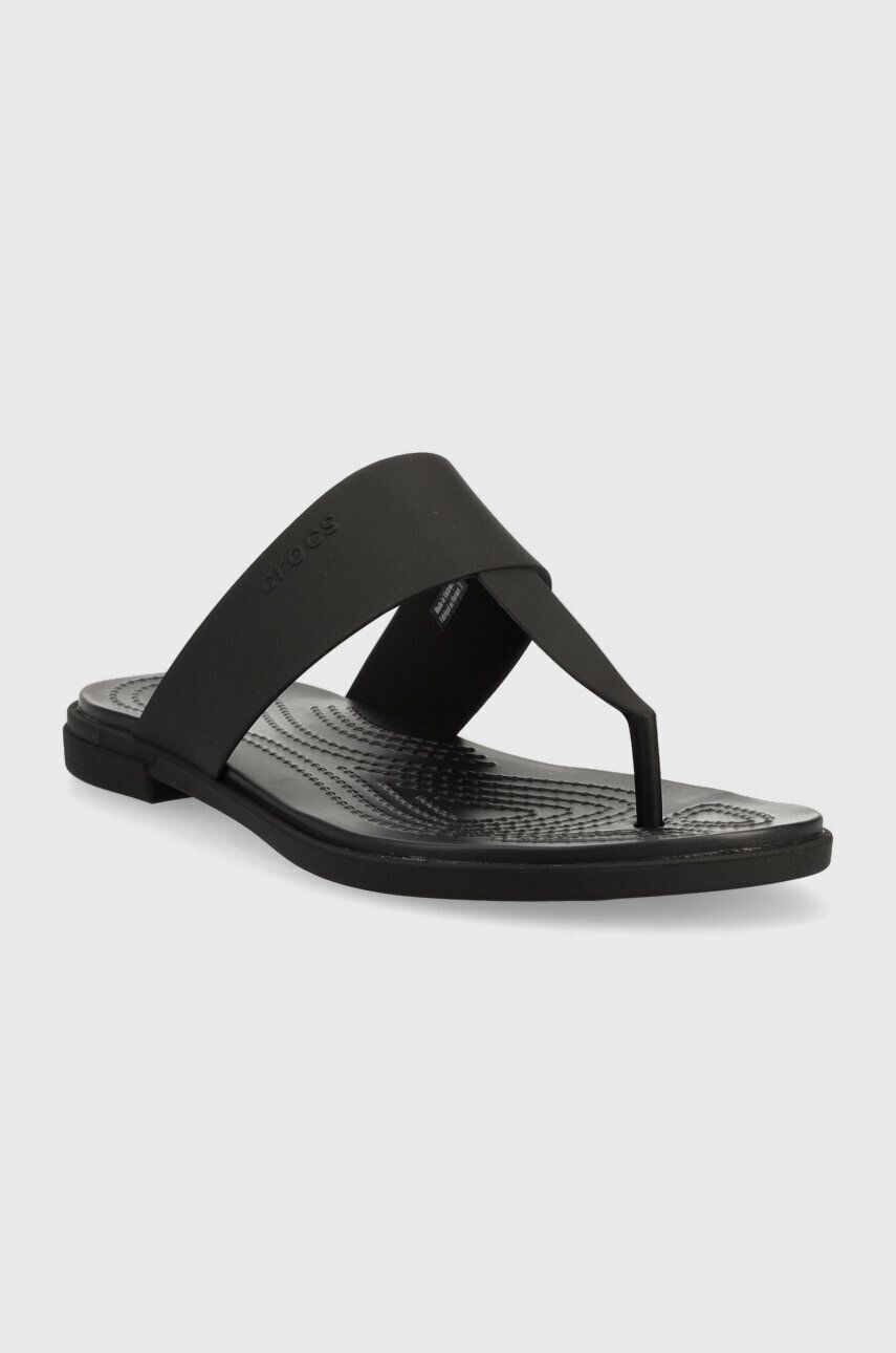 Crocs Джапанки Tulum Flip в черно с равна подметка 206752 - Pepit.bg