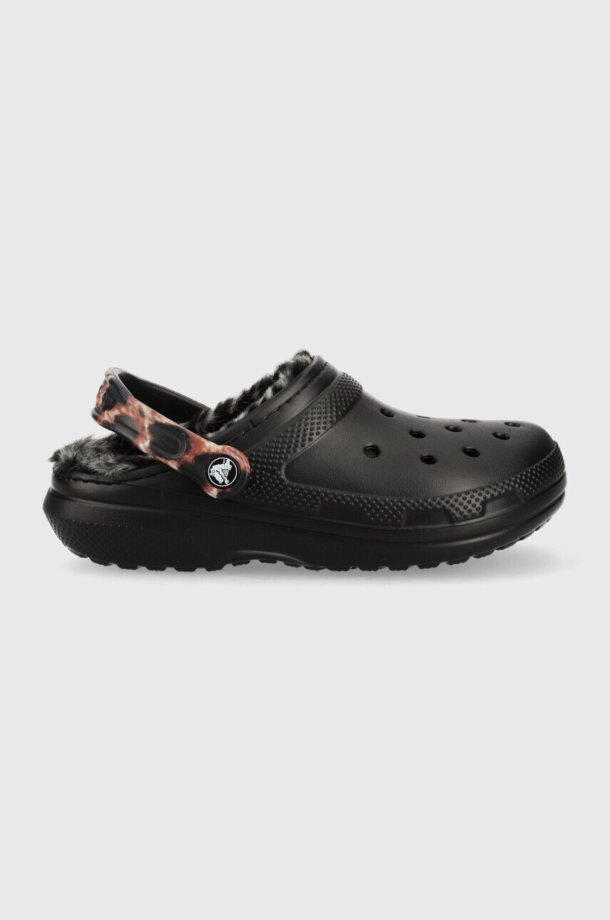 Crocs Пантофи Classic Lined Animal Remix Clog в черно 207842 - Pepit.bg