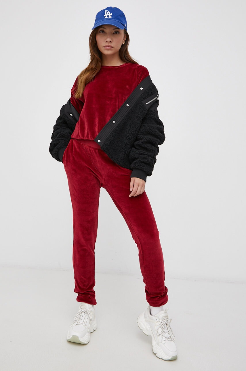 Cross Jeans Панталон дамски в червено с изчистен дизайн - Pepit.bg