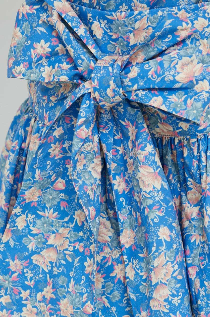 Custommade Памучна пола Rhema в синьо къс модел разкроен модел - Pepit.bg