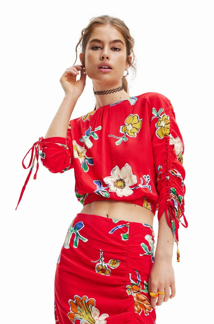 Desigual Блуза в червено с десен - Pepit.bg