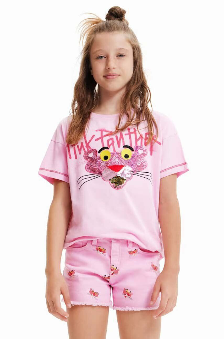 Desigual Детска памучна тениска Pink Panther в розово - Pepit.bg