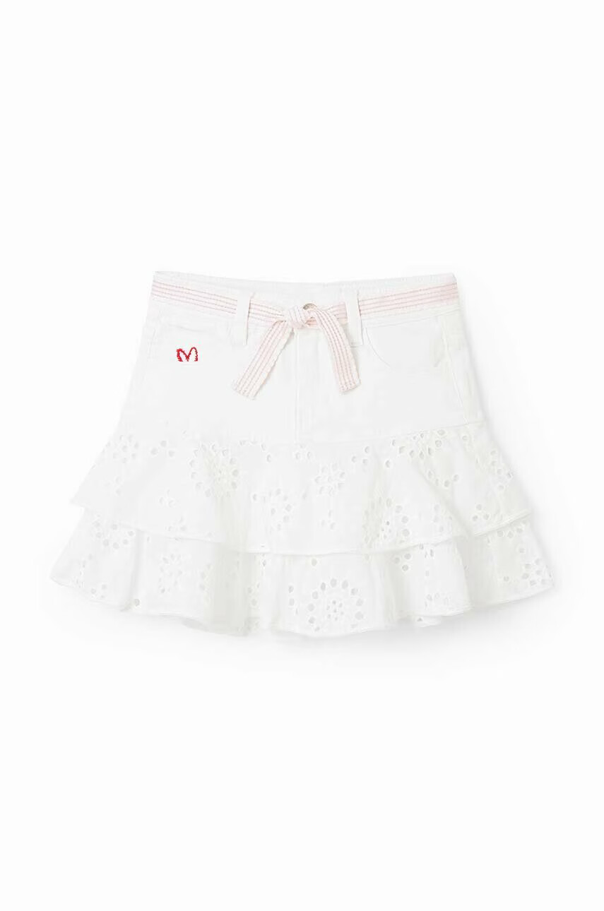 Desigual Детска пола в бяло къс модел разкроен модел - Pepit.bg