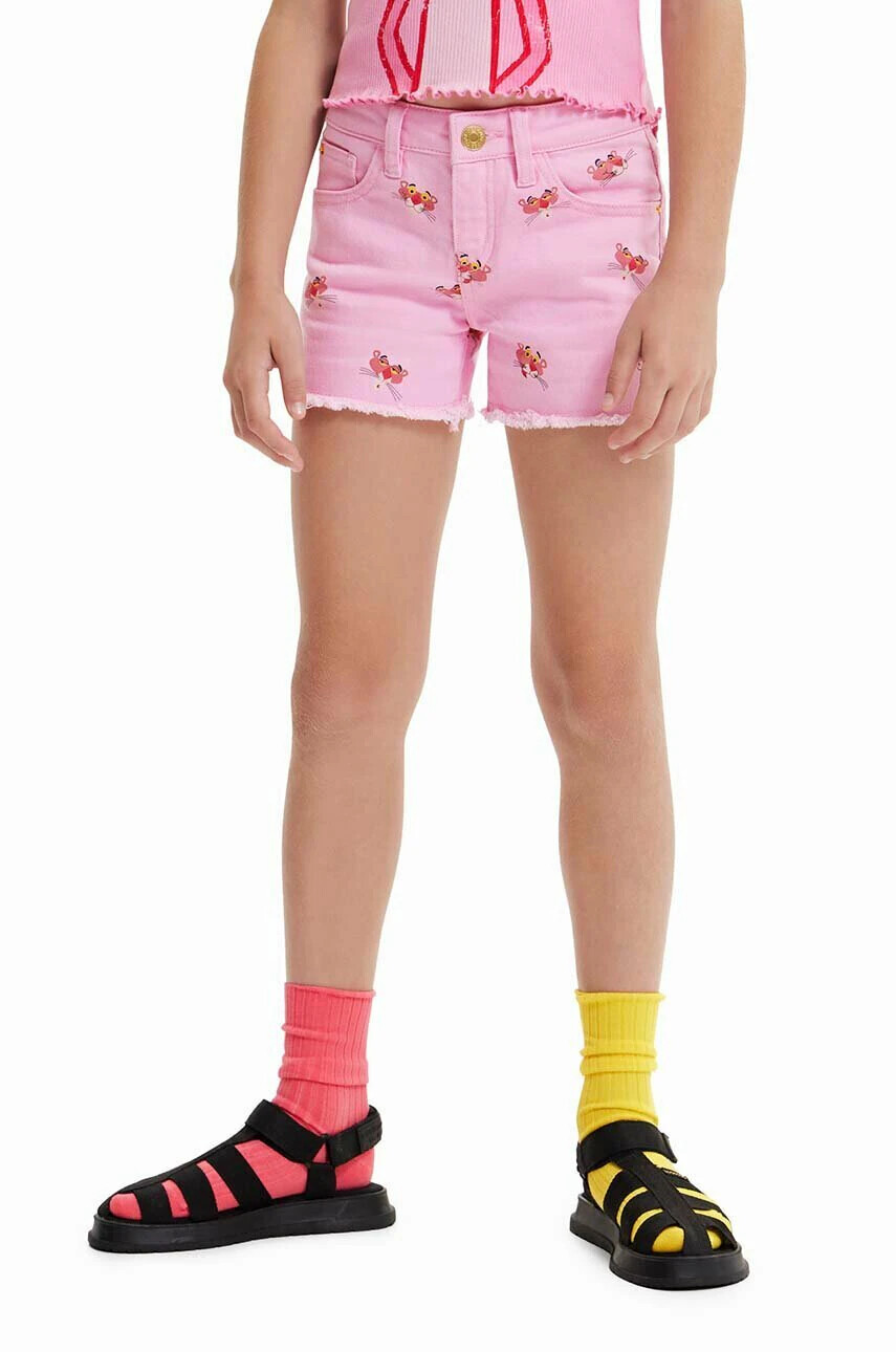 Desigual Детски къси панталони в розово с десен - Pepit.bg