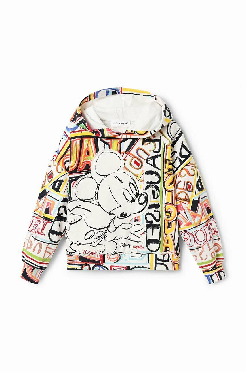 Desigual Детски памучен суичър Disney's Mickey Mouse с качулка с десен - Pepit.bg