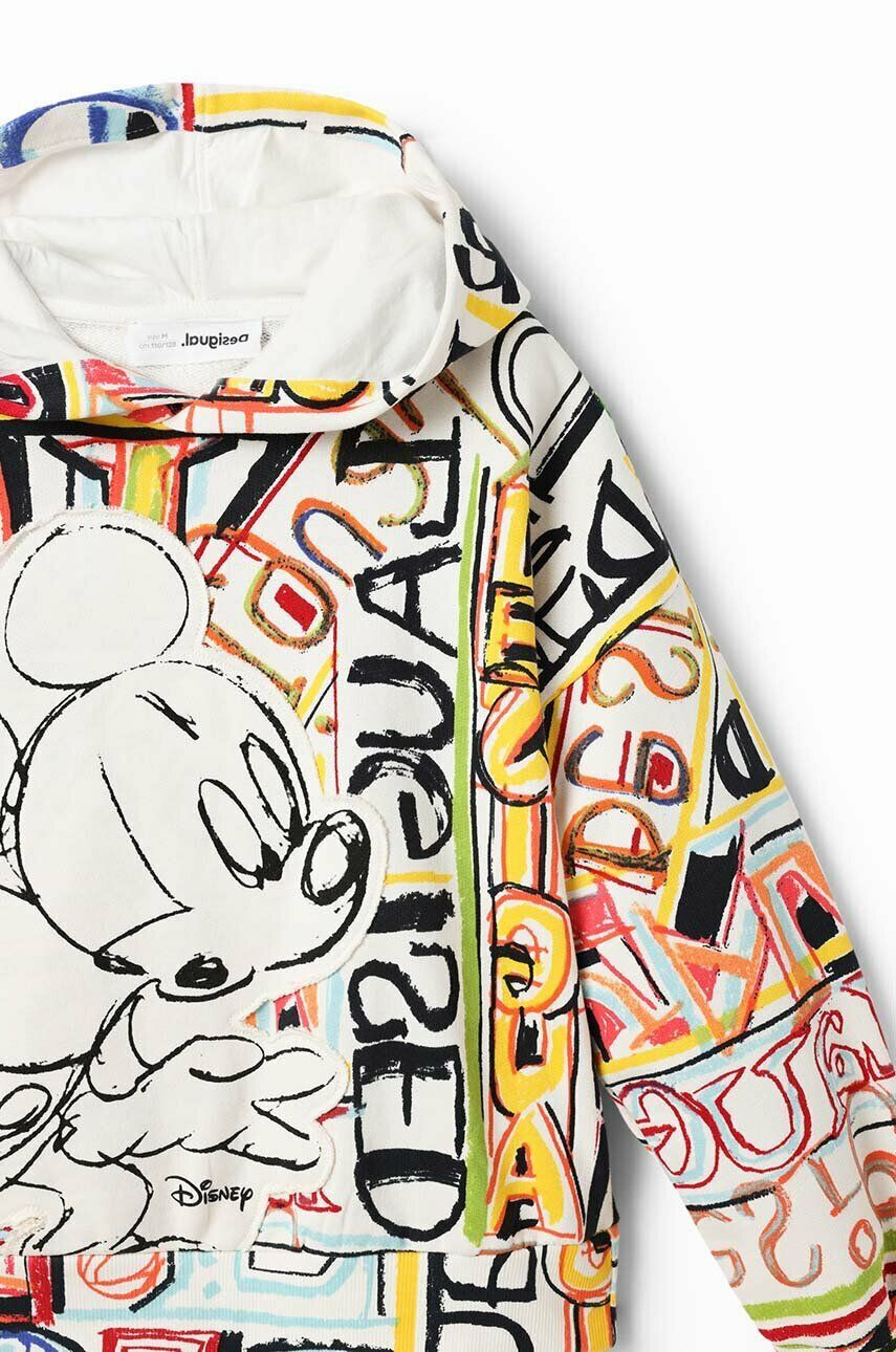 Desigual Детски памучен суичър Disney's Mickey Mouse с качулка с десен - Pepit.bg