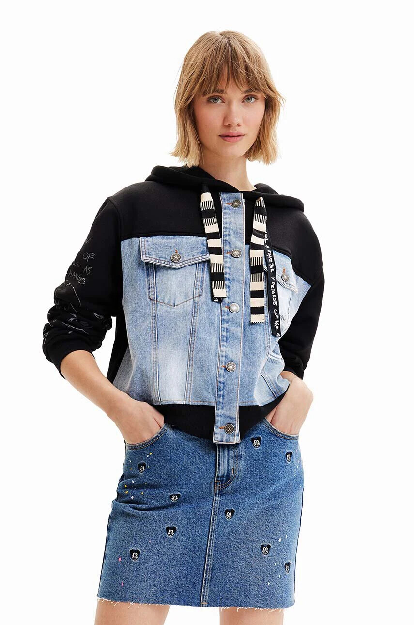 Desigual Дънкова пола в синьо къс модел със стандартна кройка - Pepit.bg