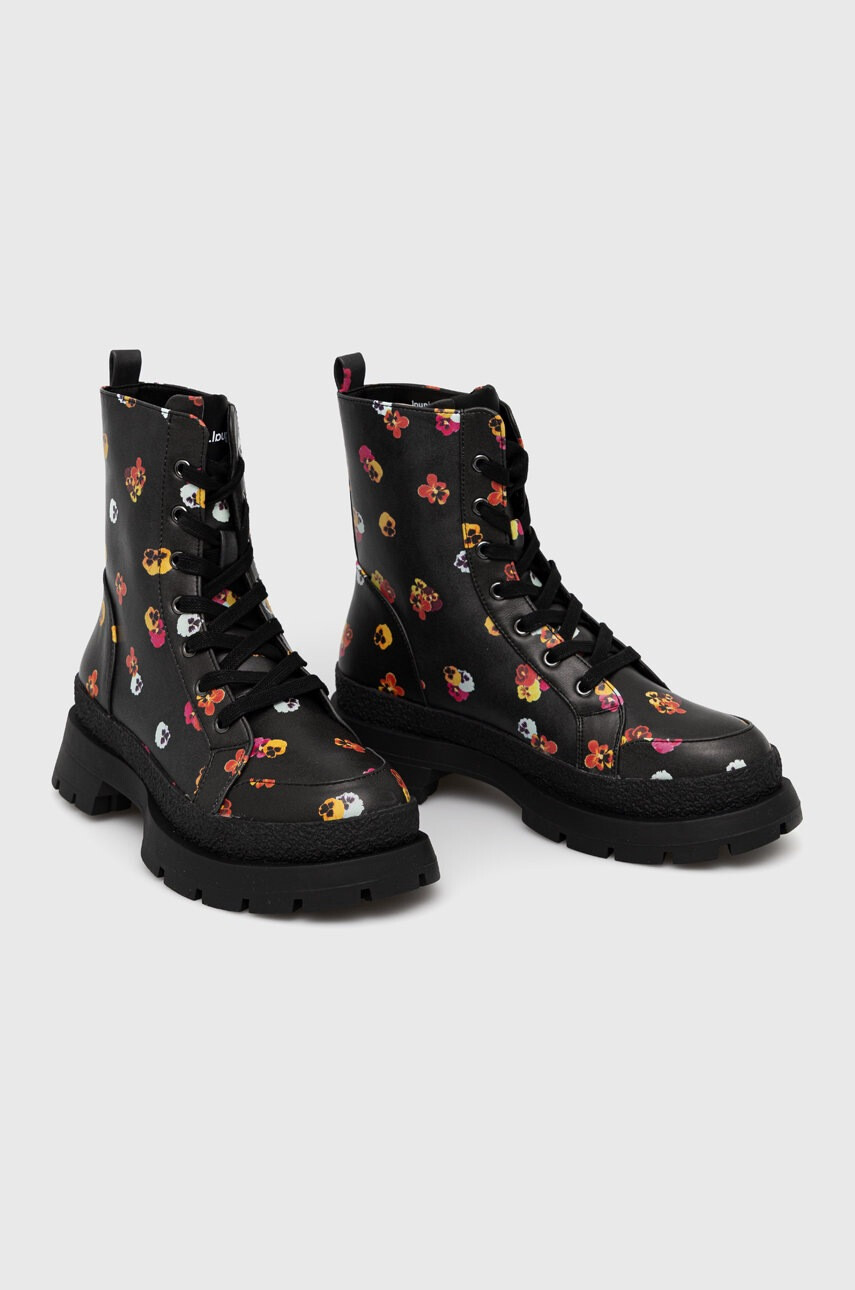 Desigual Кубинки Flowers в черно с платформа - Pepit.bg