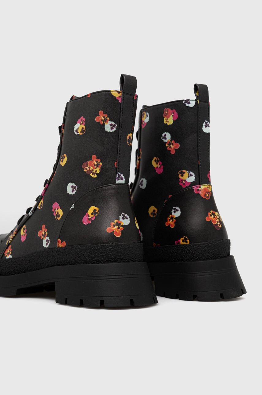 Desigual Кубинки Flowers в черно с платформа - Pepit.bg