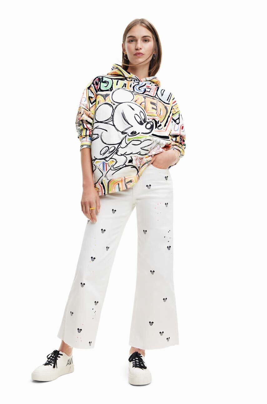 Desigual Памучен суичър Disney's Mickey Mouse с качулка с десен - Pepit.bg
