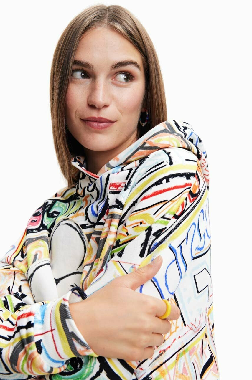 Desigual Памучен суичър Disney's Mickey Mouse с качулка с десен - Pepit.bg