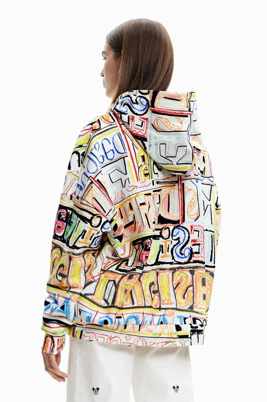 Desigual Памучен суичър Disney's Mickey Mouse с качулка с десен - Pepit.bg