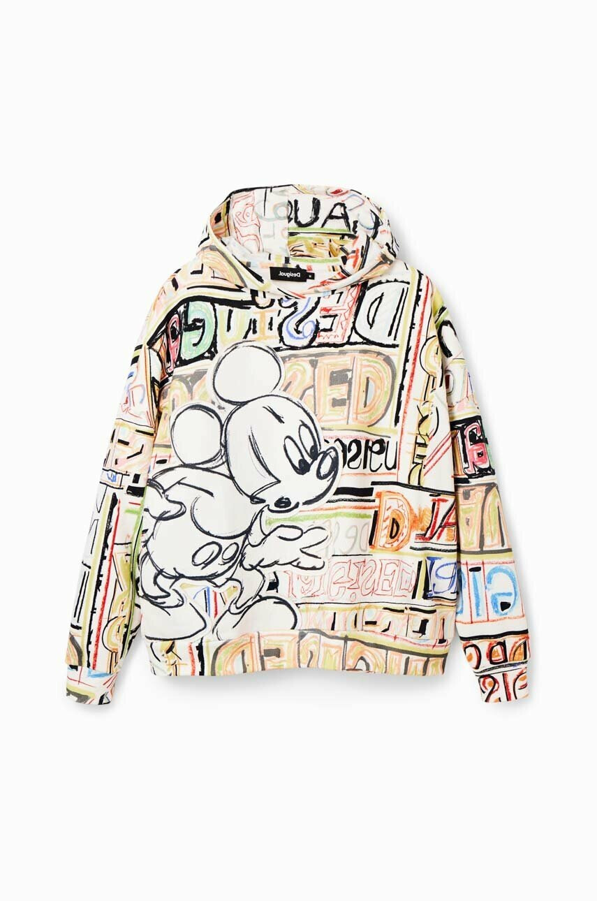 Desigual Памучен суичър Disney's Mickey Mouse с качулка с десен - Pepit.bg