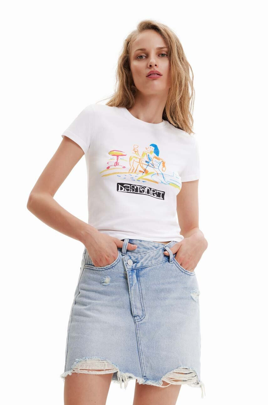 Desigual Памучна тениска в бяло - Pepit.bg