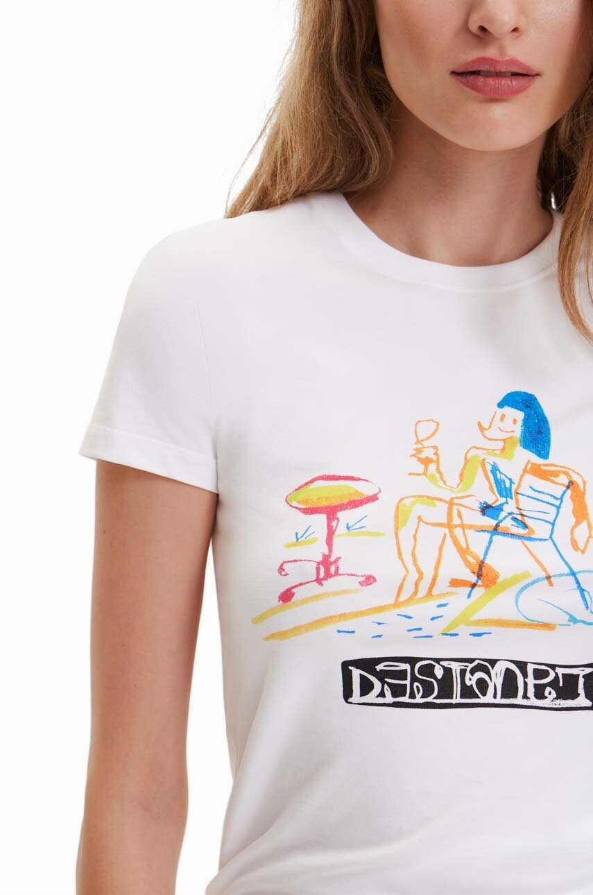 Desigual Памучна тениска в бяло - Pepit.bg