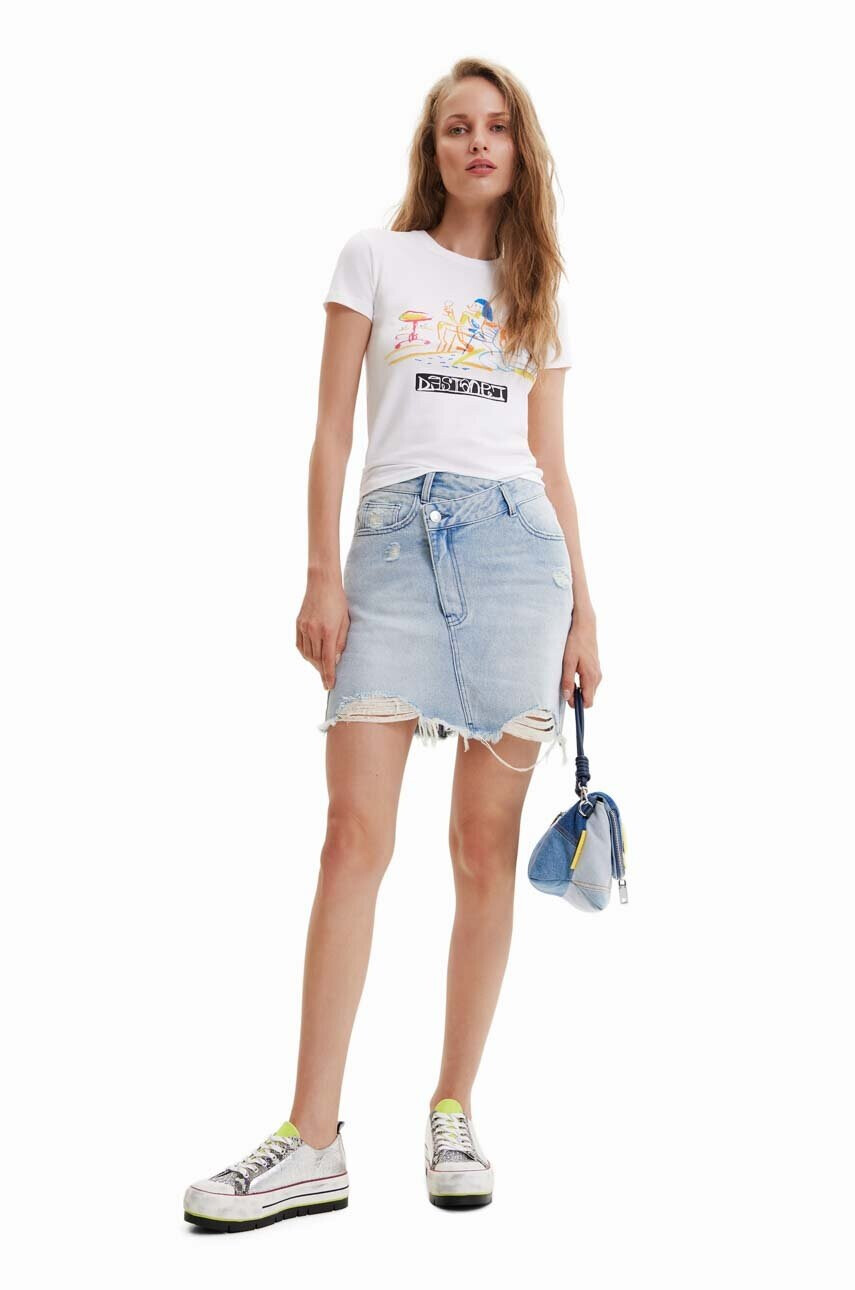 Desigual Памучна тениска в бяло - Pepit.bg