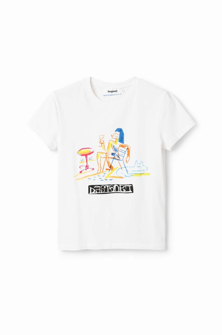 Desigual Памучна тениска в бяло - Pepit.bg
