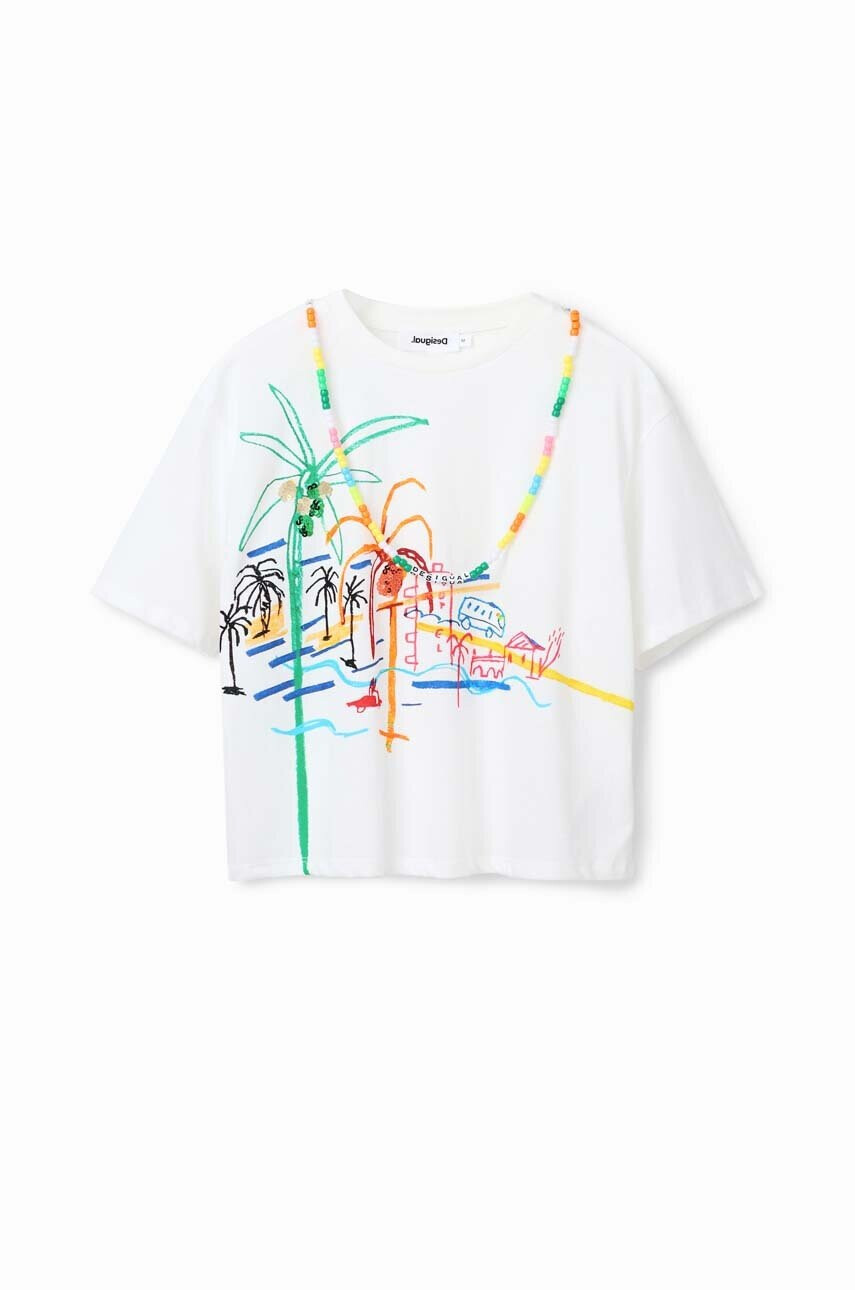 Desigual Памучна тениска в бяло - Pepit.bg