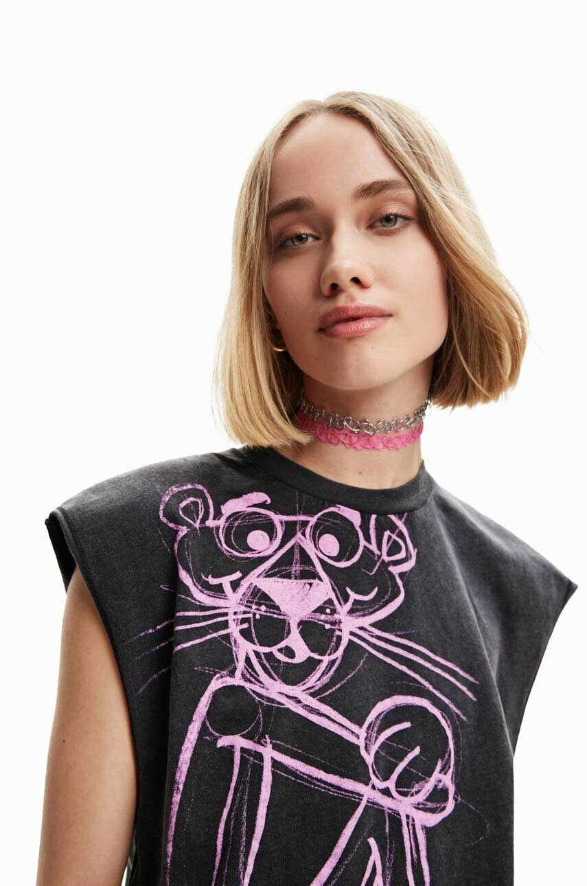 Desigual Памучна тениска в черно - Pepit.bg