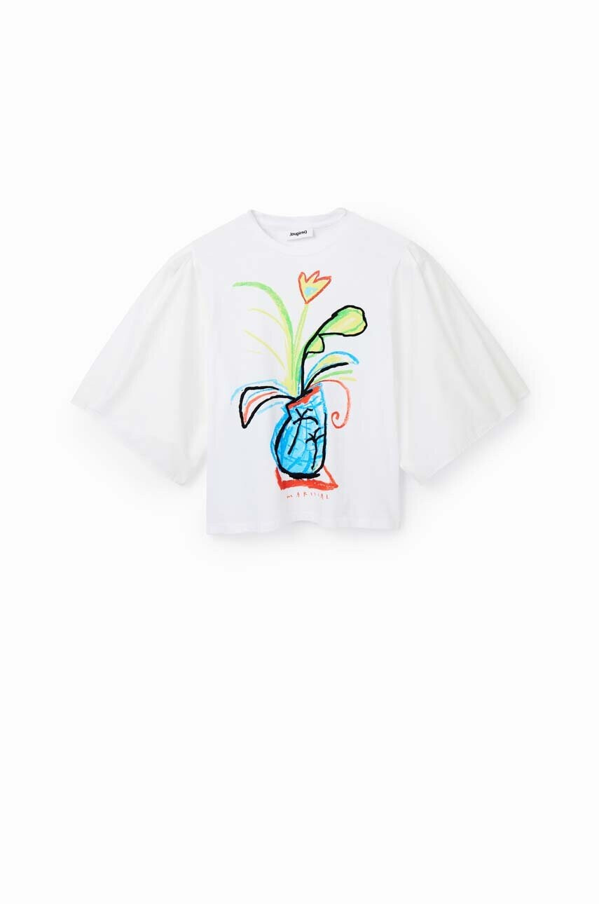 Desigual Памучна тениска в бяло - Pepit.bg
