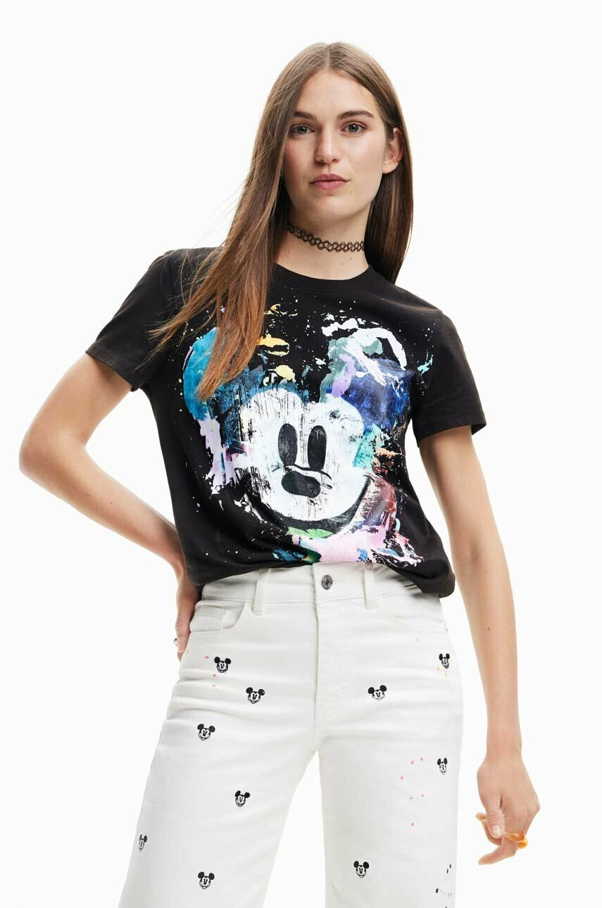 Desigual Памучна тениска в черно - Pepit.bg