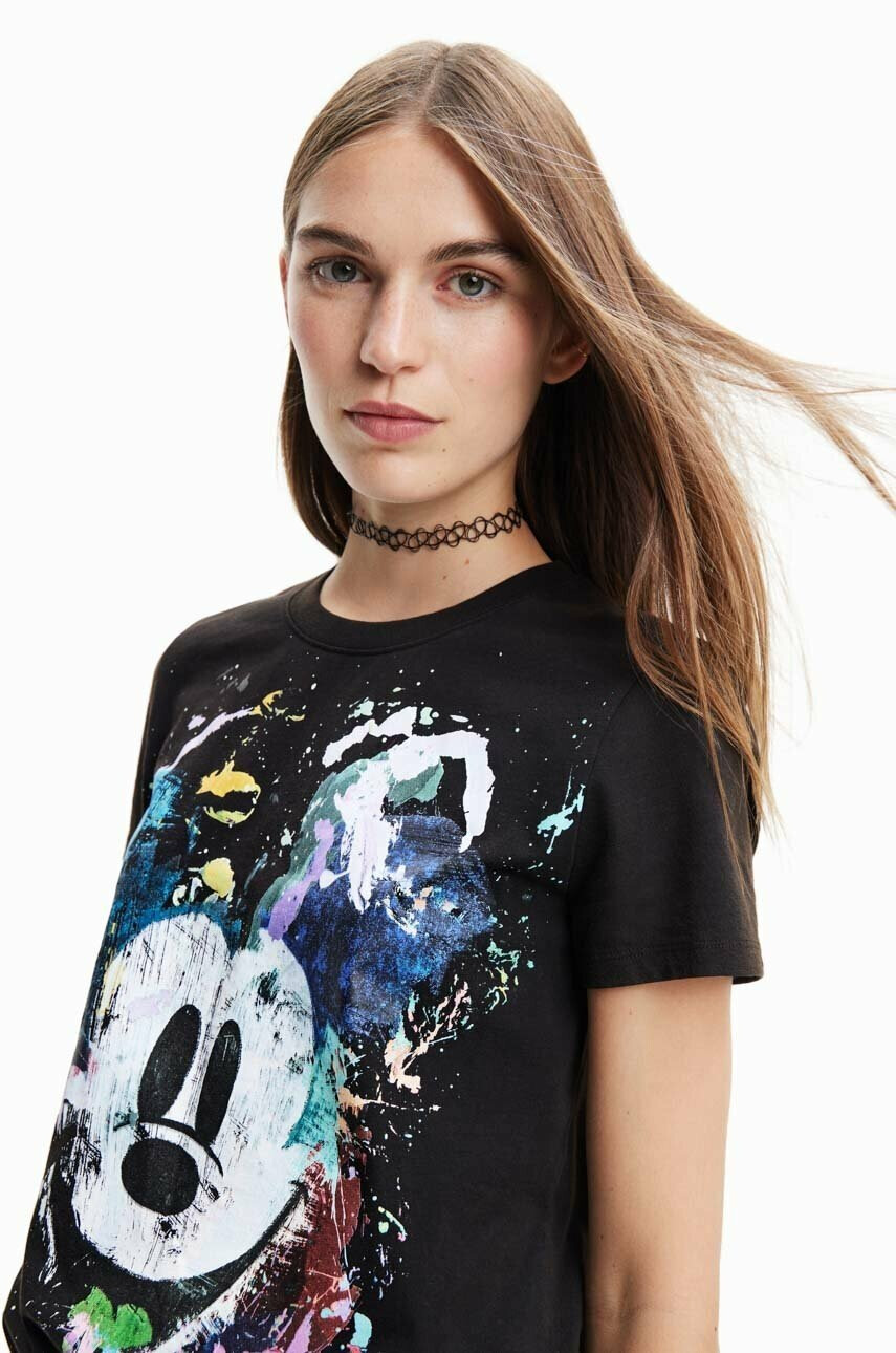 Desigual Памучна тениска в черно - Pepit.bg
