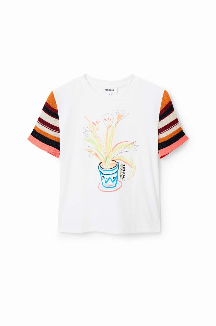 Desigual Памучна тениска в бяло - Pepit.bg