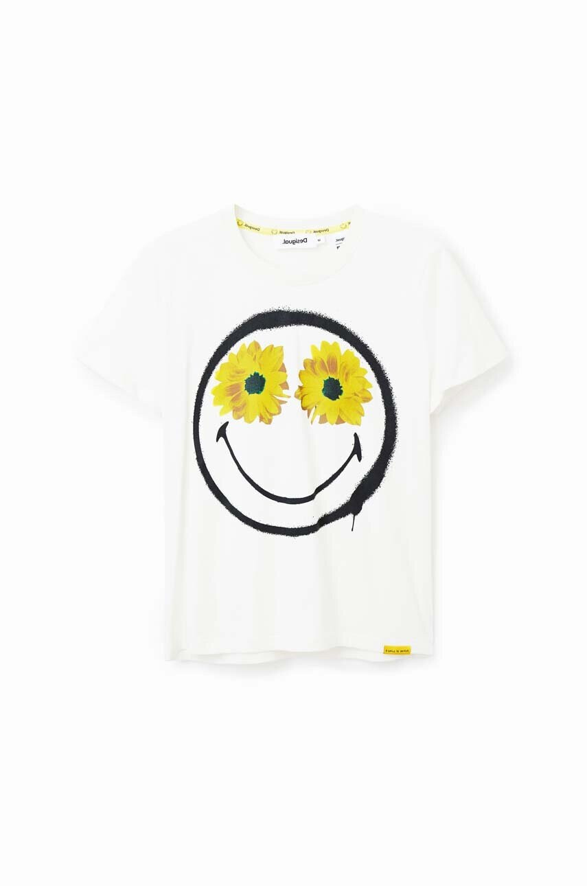 Desigual Памучна тениска в бяло - Pepit.bg