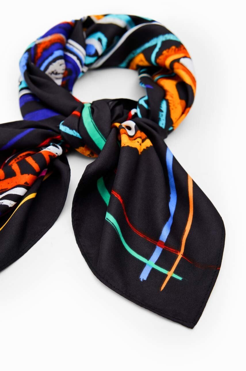 Desigual Тънък шал в черно с десен - Pepit.bg