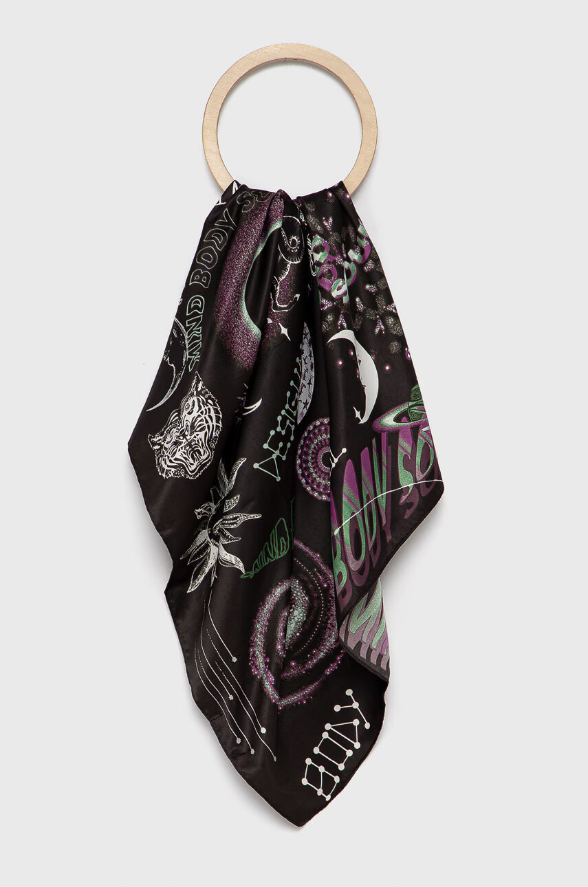 Desigual Тънък шал дамски в черно с десен - Pepit.bg