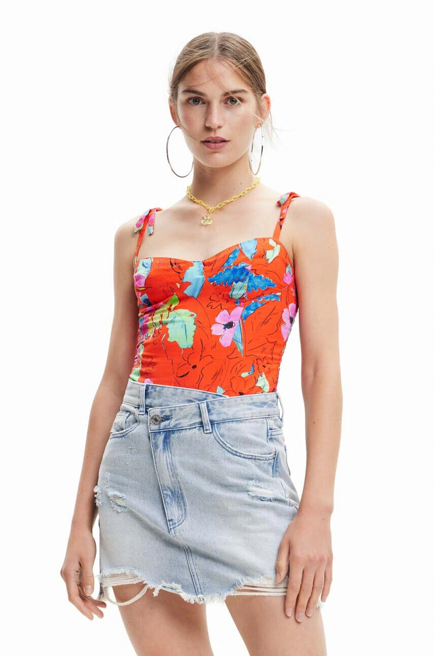 Desigual Топ дамски в червено - Pepit.bg