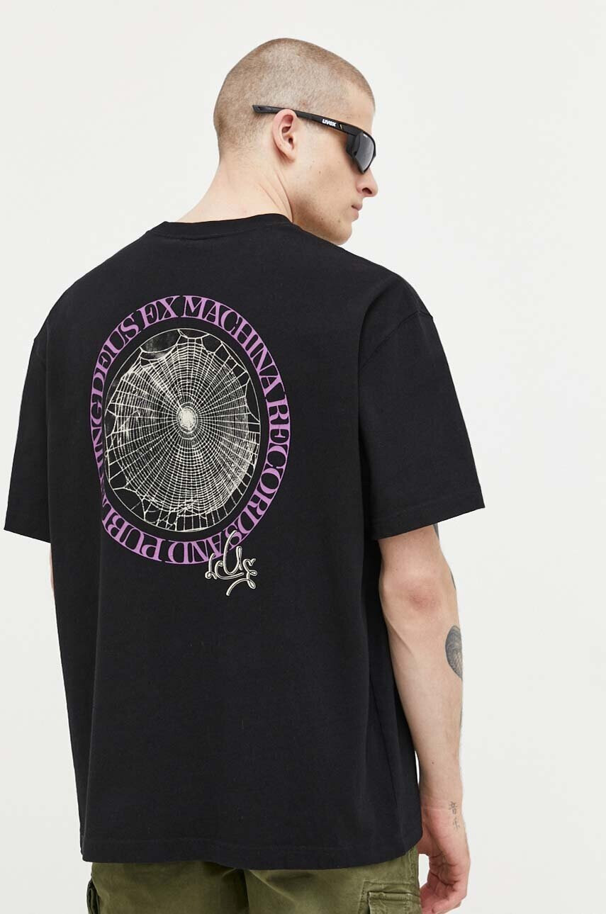 Deus Ex Machina Памучна тениска в черно с принт - Pepit.bg
