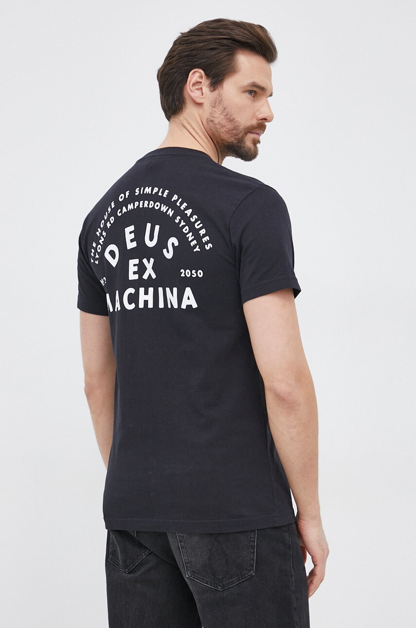 Deus Ex Machina Памучна тениска в черно с принт - Pepit.bg