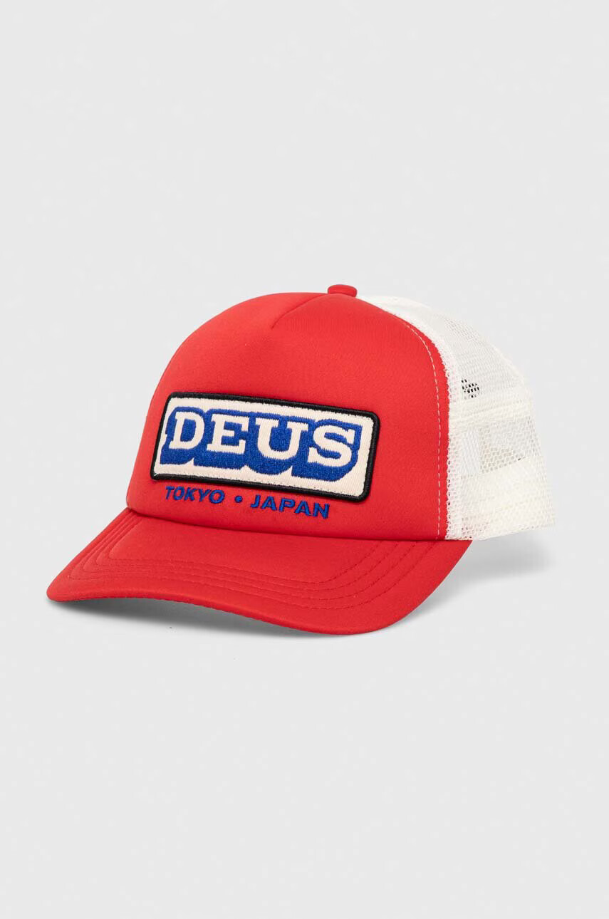 Deus Ex Machina Шапка с козирка в червено с апликация - Pepit.bg