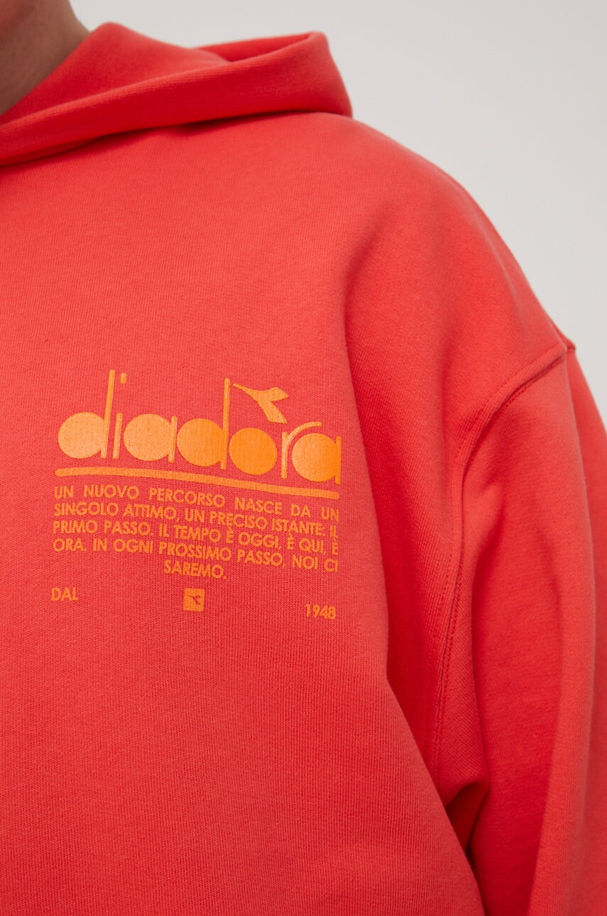 Diadora Памучен суичър в червено с принт - Pepit.bg
