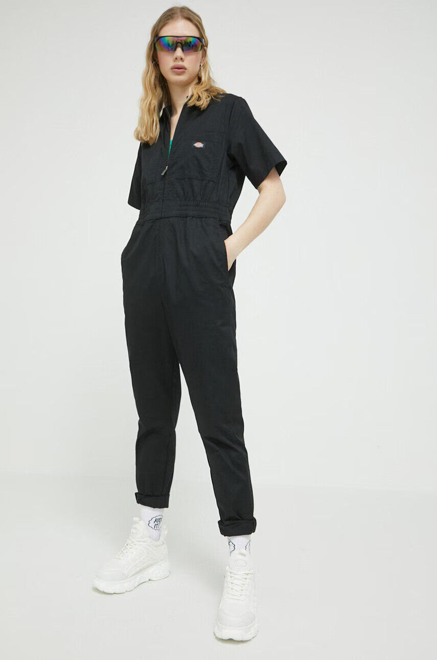 Dickies Памучен гащеризон в черно от памук с яка тип peter pan - Pepit.bg