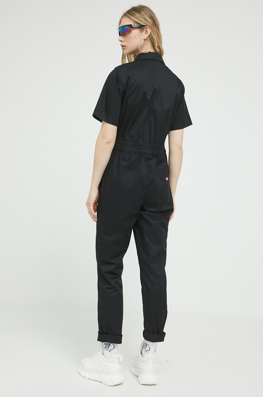 Dickies Памучен гащеризон в черно от памук с яка тип peter pan - Pepit.bg