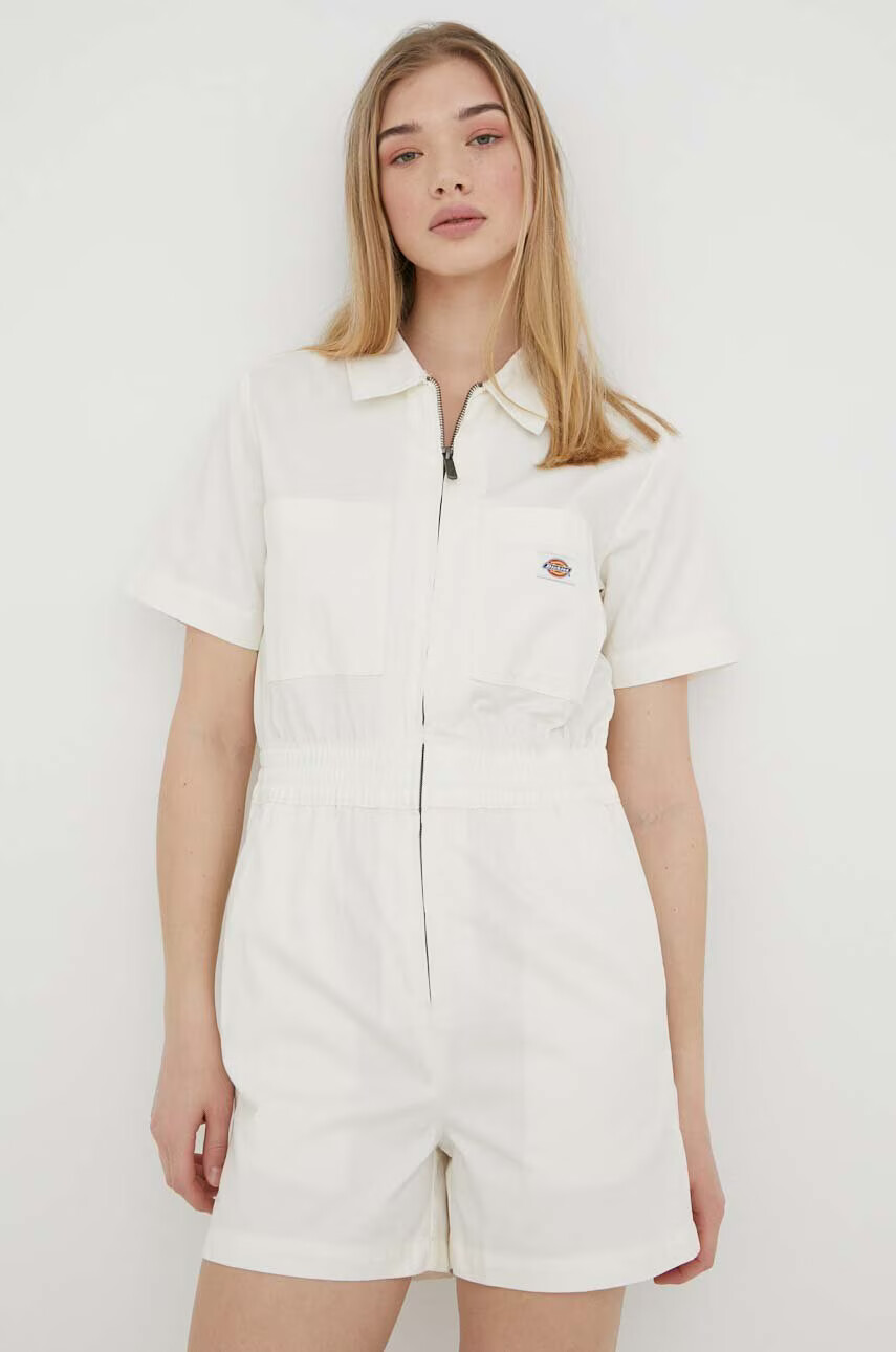 Dickies Памучен гащеризон в бежово от памук с яка тип peter pan - Pepit.bg
