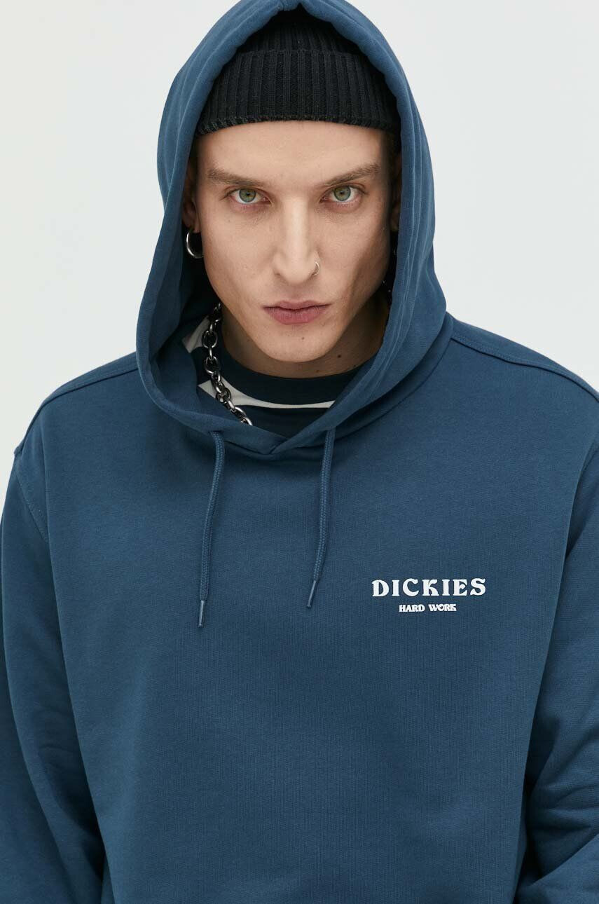 Dickies Памучен суичър в синьо с качулка с принт - Pepit.bg